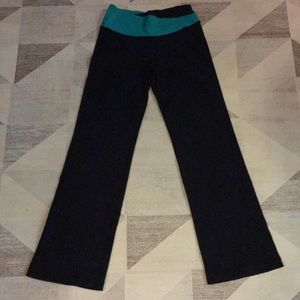 Lululemon Black Astro Yoga Pants Teal Waistband